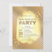 Chic Gold Metallic Stripes Silvester Party Einladung (Vorderseite)