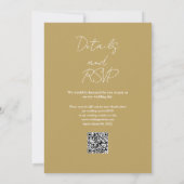 Chic Gold Minimalistisch Elegante QR Code Hochzeit Einladung (Rückseite)