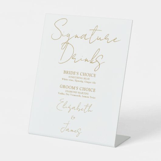 Chic Gold Minimalistisch Script Signature Drinks Sockelschild (Vorderseite)