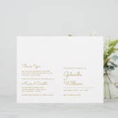 Chic Gold Minimalistisch Script Wedding Program (Stehend Vorderseite)