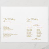 Chic Gold Minimalistisch Script Wedding Program (Rückseite)