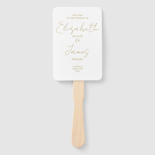 Chic Gold Minimalistisch Script Wedding Program Fächer (Vorderseite)