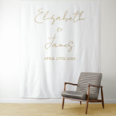Chic Gold Minimalistisch Wedding Foto Hintergrund Wandteppich (Beispiel)