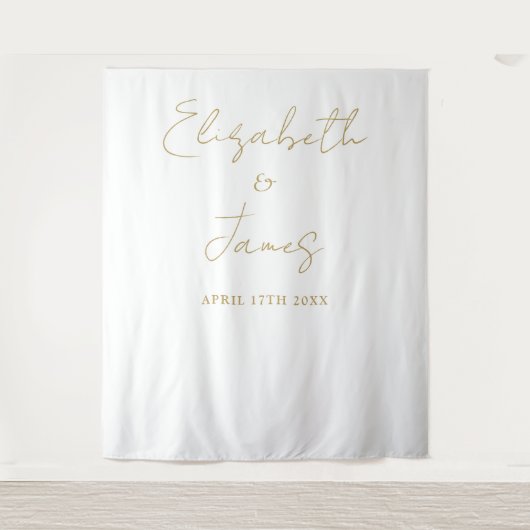 Chic Gold Minimalistisch Wedding Foto Hintergrund Wandteppich (Vorderseite)