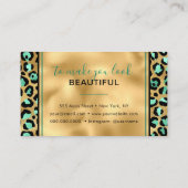 Chic Gold Mint Leopard Print Fashion Modern Visitenkarte (Rückseite)