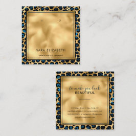 Chic Gold Minze Leopard Print Earring Display Card Quadratische Visitenkarte
