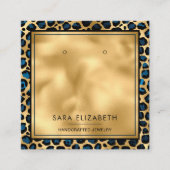 Chic Gold Minze Leopard Print Earring Display Card Quadratische Visitenkarte (Vorderseite)