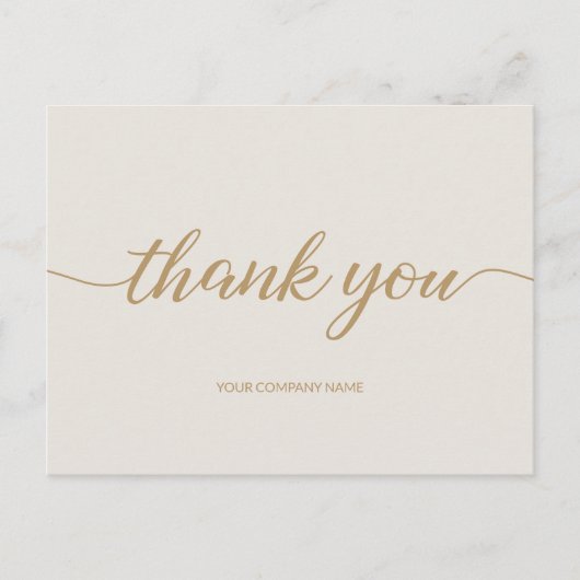 Chic Gold Modern Typografy Script Business danke Postkarte (Vorderseite)