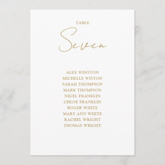 Chic Gold Moderne Seekarte Tischnummer (Vorderseite)