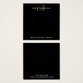Chic Gold Monogram Black Earring Display Card (Vorne & Hinten)
