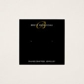 Chic Gold Monogram Black Earring Display Card (Vorderseite)