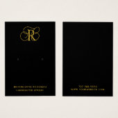Chic Gold Monogram Black Earring Display Card (Vorne & Hinten)
