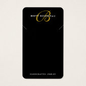 Chic Gold Monogram Black Necklace Display Card (Vorderseite)