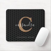 Chic Gold Monogram Black Polka Dots Mousepad (Mit Mouse)