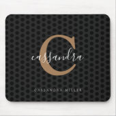 Chic Gold Monogram Black Polka Dots Mousepad (Vorne)