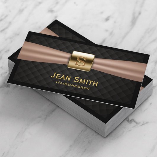 Chic Gold Monogram Diamant Friseur Visitenkarte