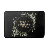 Chic Gold Monogram Elegant Script Greenerity Black Badematte (Vorderseite)