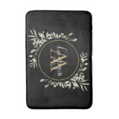 Chic Gold Monogram Elegant Script Greenerity Black Badematte (Vorderseite Vertikal)
