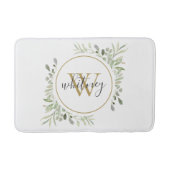 Chic Gold Monogram Elegant Script Greenery Badematte (Vorderseite)