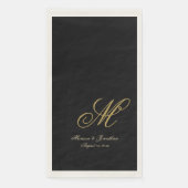 Chic Gold Monogram Script Black Wedding Serviette (Vorderseite)