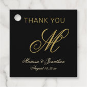 Chic Gold Monogram Script Black Wedding Vielen Dan Geschenkanhänger (Vorderseite)