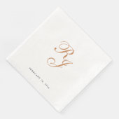 Chic Gold Monogram Script Hochzeitsessen Napkins Serviette (Ecke)