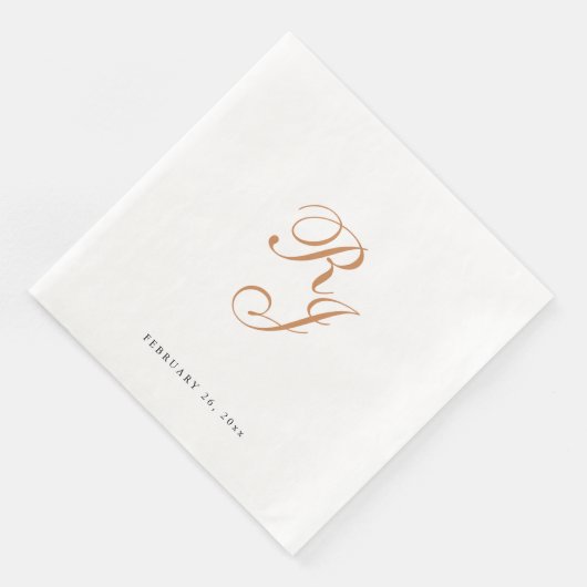 Chic Gold Monogram Script Hochzeitsessen Napkins Serviette (Ecke)