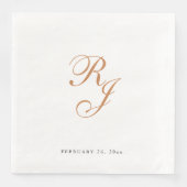Chic Gold Monogram Script Hochzeitsessen Napkins Serviette (Vorderseite)