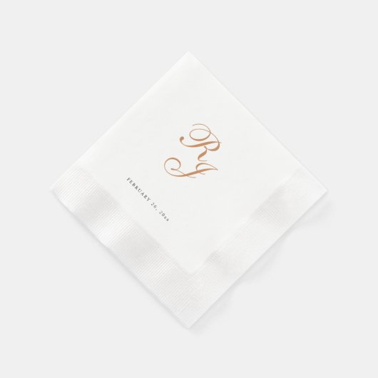 Chic Gold Monogram Script Wedding Napkins Serviette (Ecke)
