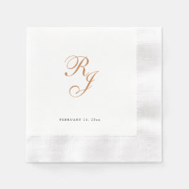 Chic Gold Monogram Script Wedding Napkins Serviette