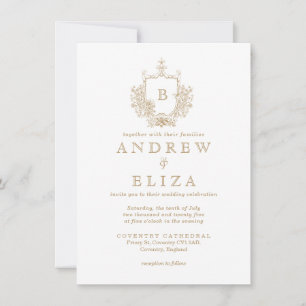 Chic Gold Monogram Wappen Hochzeitseinladung Einladung