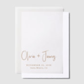 Chic Gold Monogram Wedding Overlay Pergament Einladungen (Versetzt)