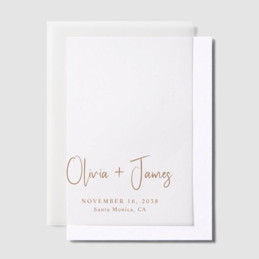 Chic Gold Monogram Wedding Overlay Pergament Einladungen (Versetzt)