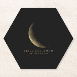Chic Gold Mystical Moon Phase Black Untersetzer