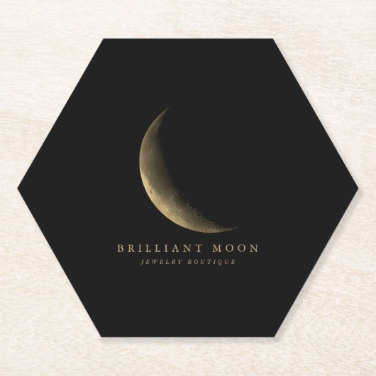 Chic Gold Mystical Moon Phase Black Untersetzer (Vorderseite)