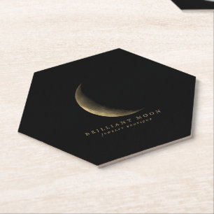 Chic Gold Mystischer Mondphasen-Schwarz Untersetzer