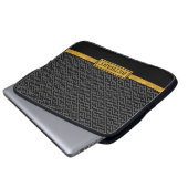 Chic Gold Name und Black Greece Key Pattern Laptopschutzhülle (Vorne Knopf)