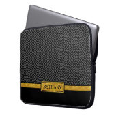 Chic Gold Name und Black Greece Key Pattern Laptopschutzhülle (Vorderseite Links)