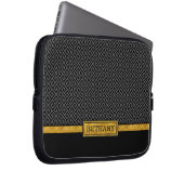 Chic Gold Name und Black Greece Key Pattern Laptopschutzhülle (Vorne Rechts)