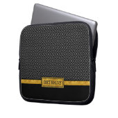 Chic Gold Name und Black Greece Key Pattern Laptopschutzhülle (Vorderseite Links)