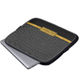 Chic Gold Name und Black Greece Key Pattern Laptopschutzhülle (Vorne Knopf)
