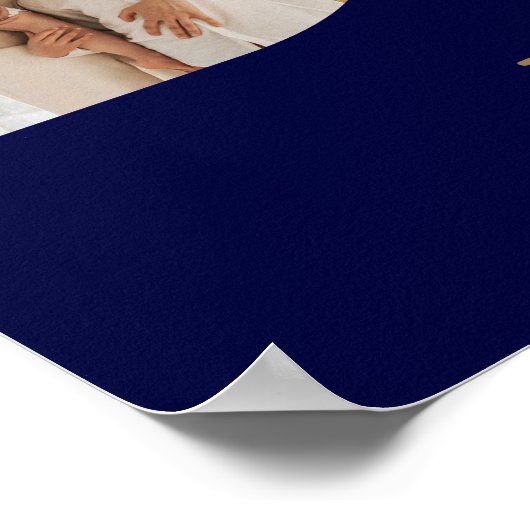 Chic Gold Navy Blue Custom Drei Vater Script Fotos Poster (Ecke)