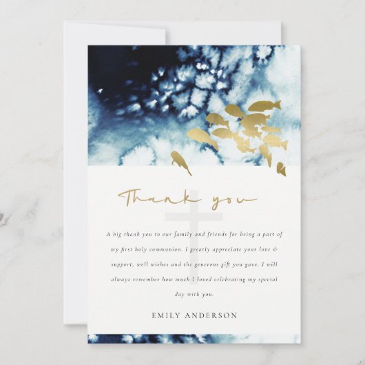 CHIC GOLD NAVY UNDERWASSERFISCHHEILIGE GEMEINSCHAF DANKESKARTE (Vorderseite)