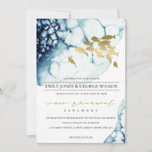 CHIC GOLD NAVY UNDERWASSERFISH VOW RENEWAL INVITE DANKESKARTE (Vorderseite)