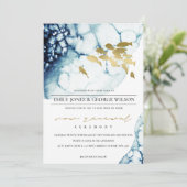 CHIC GOLD NAVY UNDERWASSERFISH VOW RENEWAL INVITE DANKESKARTE (Stehend Vorderseite)