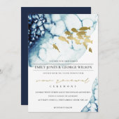 CHIC GOLD NAVY UNDERWASSERFISH VOW RENEWAL INVITE DANKESKARTE (Vorne/Hinten)