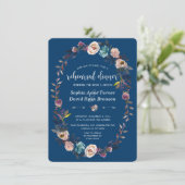 Chic Gold Navy White Floral Probe Dinner Einladung (Stehend Vorderseite)