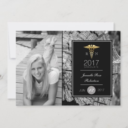 Chic Gold Nursing Graduation Party | Ankündigung (Vorderseite)