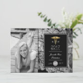 Chic Gold Nursing Graduation Party | Ankündigung (Stehend Vorderseite)