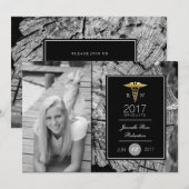 Chic Gold Nursing Graduation Party | Ankündigung (Vorne/Hinten)